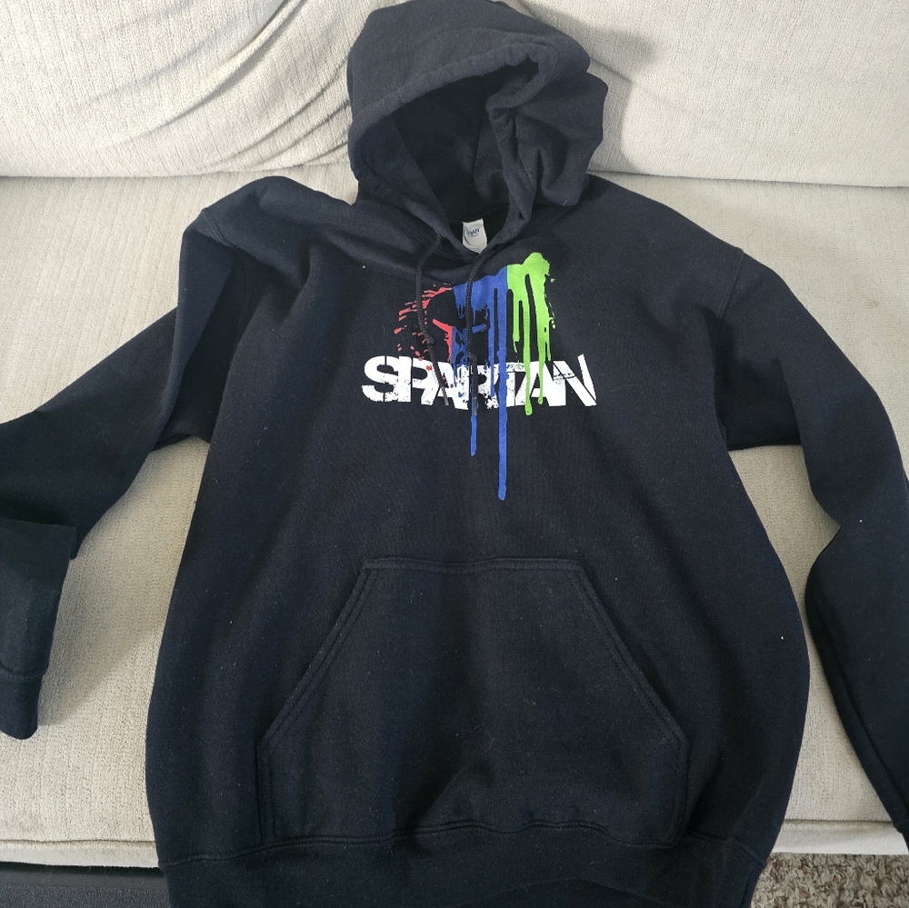 Spartan Black Hoodie with Colorful Logo